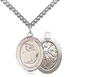 Sterling Silver Saint Sebastian Gymnastics Medal Religious Jewelry