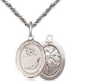 Sterling Silver Saint Sebastian Gymnastics Medal Religious Jewelry