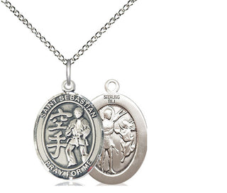 Sterling Silver Saint Sebastian Karate Medal Religious Jewelry