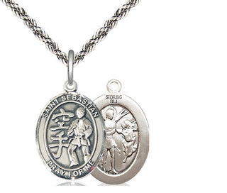 Sterling Silver Saint Sebastian Karate Medal Religious Jewelry