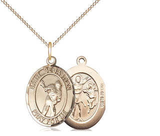 14kt Gold Filled Saint Sebastian Lacrosse Medal Religious Jewelry