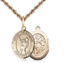 14kt Gold Filled Saint Sebastian Lacrosse Medal Religious Jewelry