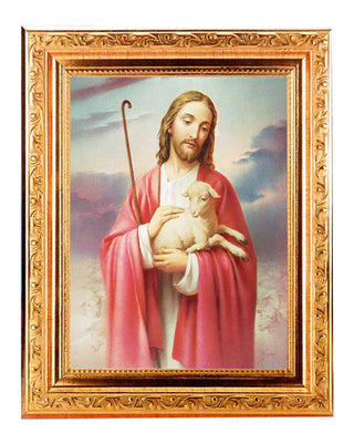 Good Shepherd 6X8" Print In 8.25X10.25" Gold Wood Frame
