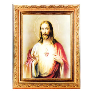 Sacred Heart 6X8" Print In A 8.25X10.25 Gold Wood Frame
