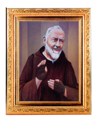 St. Pio 6X8" Print In A Gold 8.25X10.25" Wood Frame