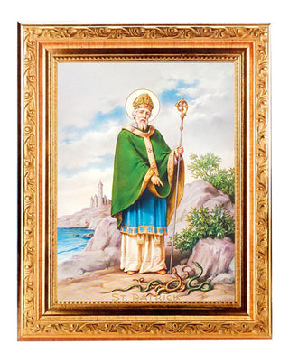 St. Patrick 6X8" Print In Gold 8.25X10.25" Wood Frame
