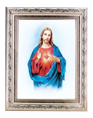 Sacred Heart 6X8" Print In A 8.25X10.25" Silver Wd Frame