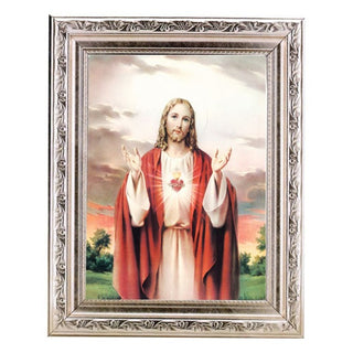 Sacred Heart 6X8" Print In A 8.25X10.25" Silver Wd Frame