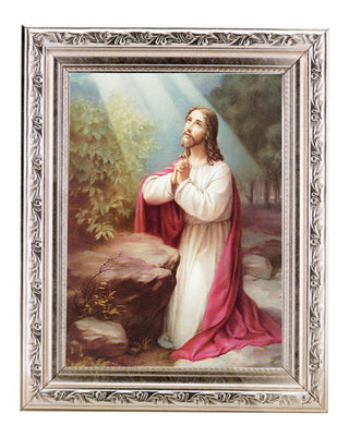 Christ On Mt.Olive 6X8"Print In 8.25X10.25" Silver Wd Frame