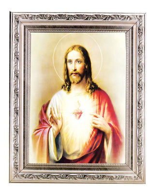 Sacred Heart 6X8" Print In A 8.25X10.25 Silver Wd Frame