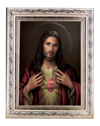 Sacred Heart 6X8" Print In A 8.25X10.25" Silver Wd Frame