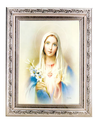 Immaculate Heart 6X8" Print In 8.25X10.25" Silver Wd Frame