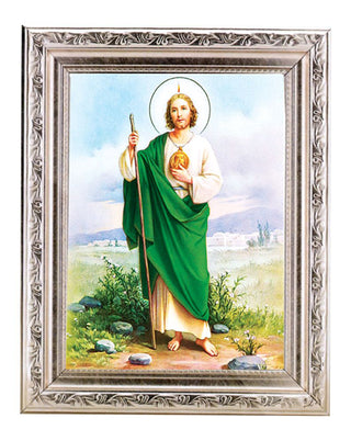 St. Jude 6X8" Print In Silver 8.25X10.25" Wood Frame