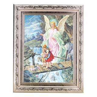Guardian Angel 6X8" Print In Wood 8.25X10.25" Silver Frame