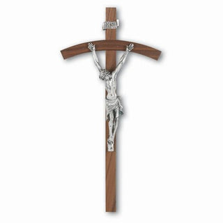 10" Walnut Cross With Silver Corpus