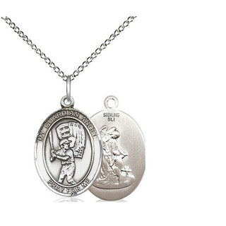 Sterling Silver Guardian Angel Baseball Medal Religious Jewelry