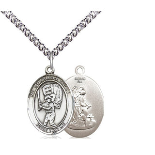 Sterling Silver Guardian Angel Baseball Medal Religious Jewelry