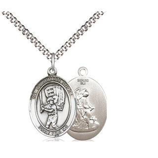 Sterling Silver Guardian Angel Baseball Medal Religious Jewelry