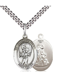 Sterling Silver Guardian Angel Baseball Medal Religious Jewelry