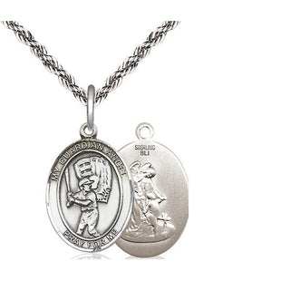 Sterling Silver Guardian Angel Baseball Medal Religious Jewelry