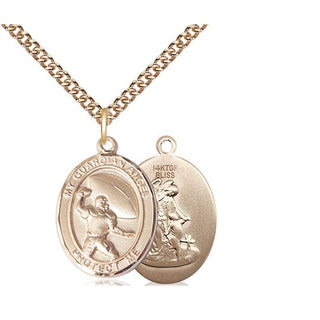 14kt Gold Filled Guardian Angel Football Medal Religious Jewelry