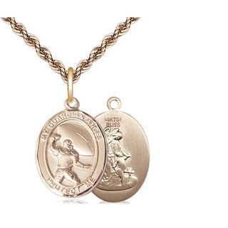 14kt Gold Filled Guardian Angel Football Medal Religious Jewelry