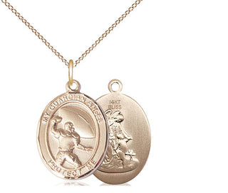 14kt Gold Guardian Angel Football Medal