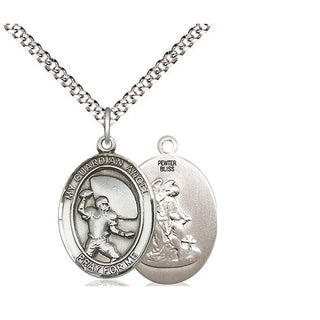 Pewter Guardian Angel Football Medal Religious Jewelry