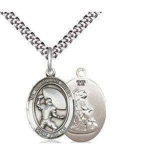 Pewter Guardian Angel Football Medal Religious Jewelry