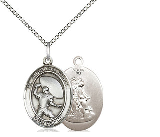 Sterling Silver Guardian Angel Football Medal Religious Jewelry