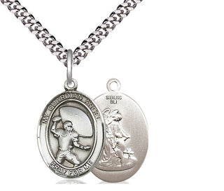Sterling Silver Guardian Angel Football Medal Religious Jewelry