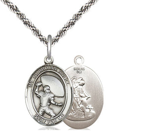 Sterling Silver Guardian Angel Football Medal Religious Jewelry