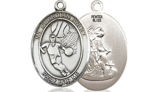 Pewter Guardian Angel Basketball Medal