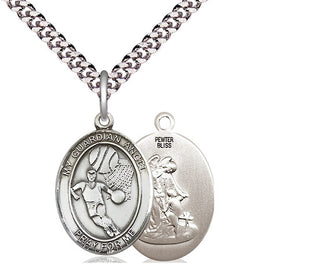 Pewter Guardian Angel Basketball Medal Religious Jewelry