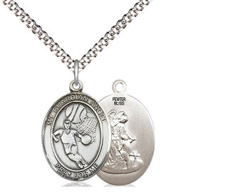 Pewter Guardian Angel Basketball Medal Religious Jewelry