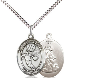 Sterling Silver Guardian Angel Basketball Medal Religious Jewelry