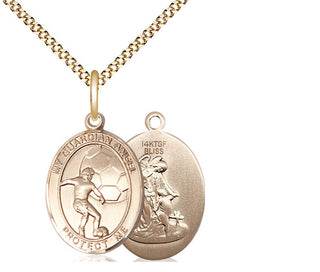 14kt Gold Filled Guardian Angel Soccer Medal Religious Jewelry