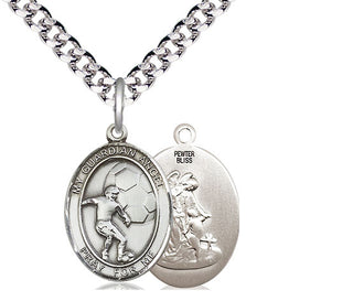 Pewter Guardian Angel Soccer Medal Religious Jewelry