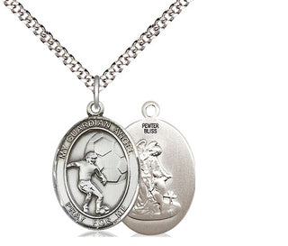 Pewter Guardian Angel Soccer Medal Religious Jewelry