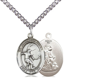 Sterling Silver Guardian Angel Soccer Medal Religious Jewelry