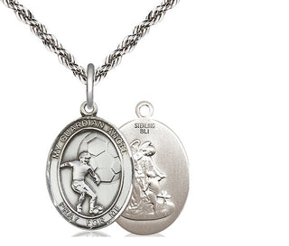Sterling Silver Guardian Angel Soccer Medal Religious Jewelry