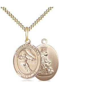 14kt Gold Filled Guardian Angel Hockey Medal Religious Jewelry