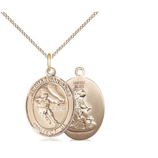 14kt Gold Filled Guardian Angel Hockey Medal Religious Jewelry