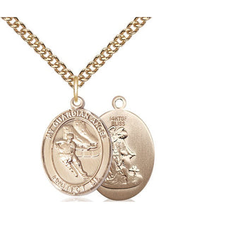 14kt Gold Filled Guardian Angel Hockey Medal Religious Jewelry