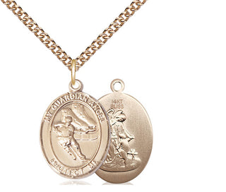 14kt Gold Guardian Angel Hockey Medal