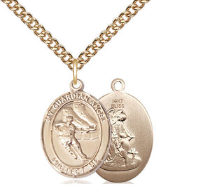 14kt Gold Guardian Angel Hockey Medal