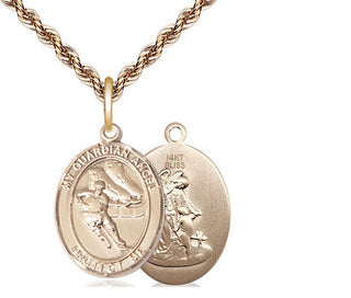 14kt Gold Guardian Angel Hockey Medal