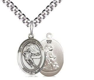Pewter Guardian Angel Hockey Medal Religious Jewelry