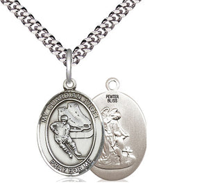Pewter Guardian Angel Hockey Medal Religious Jewelry
