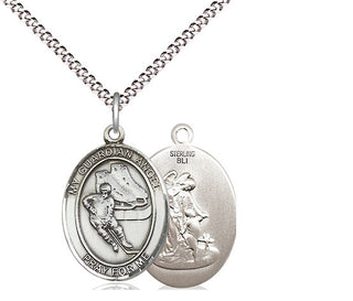 Sterling Silver Guardian Angel Hockey Medal Religious Jewelry